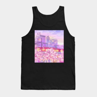 The Tokyo city, train and the purple sunset Tank Top